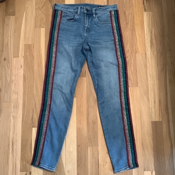 Blanknyc The Bond Glitter-Striped Mid-Rise Skinny Jeans in Retrograde Women’s 28 - Picture 12 of 16